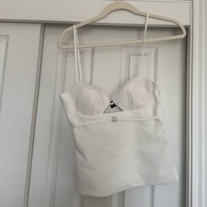 Zara White Cupped Top With A Silver Buckle